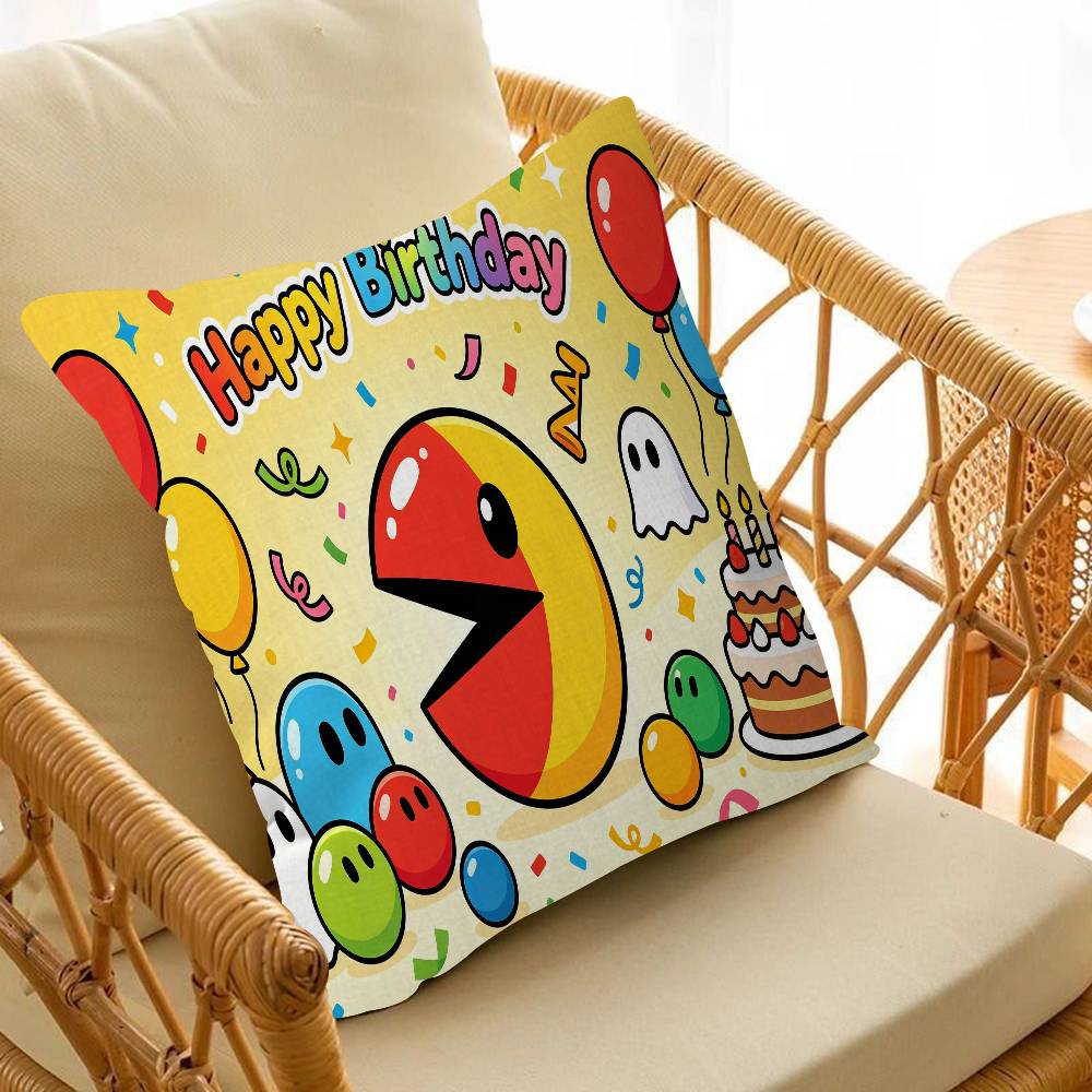 Cute P-PAC MANS Birthday Maple Design Cushion Cover Happy Autumn Harvest decor Holiday Decorati Pillow Cover