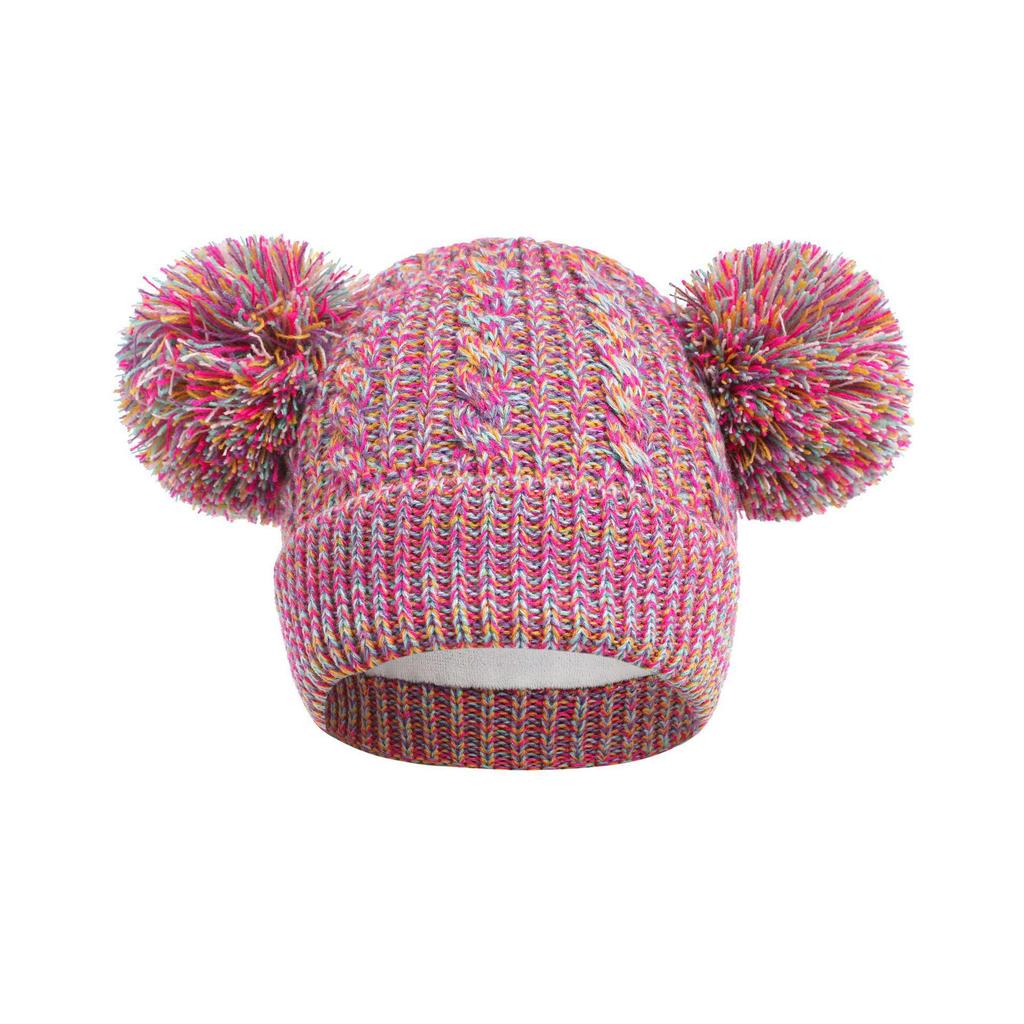 Hot-Selling Infant & Toddler Knit Hat with Warm Lining and Double Pom-Poms