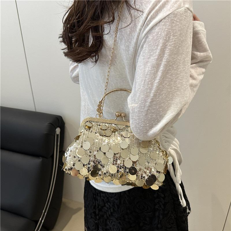 New Temperament Fashion Design Shoulder Messenger Bag Sequin Design Light Luxury Chain Casual Handbag