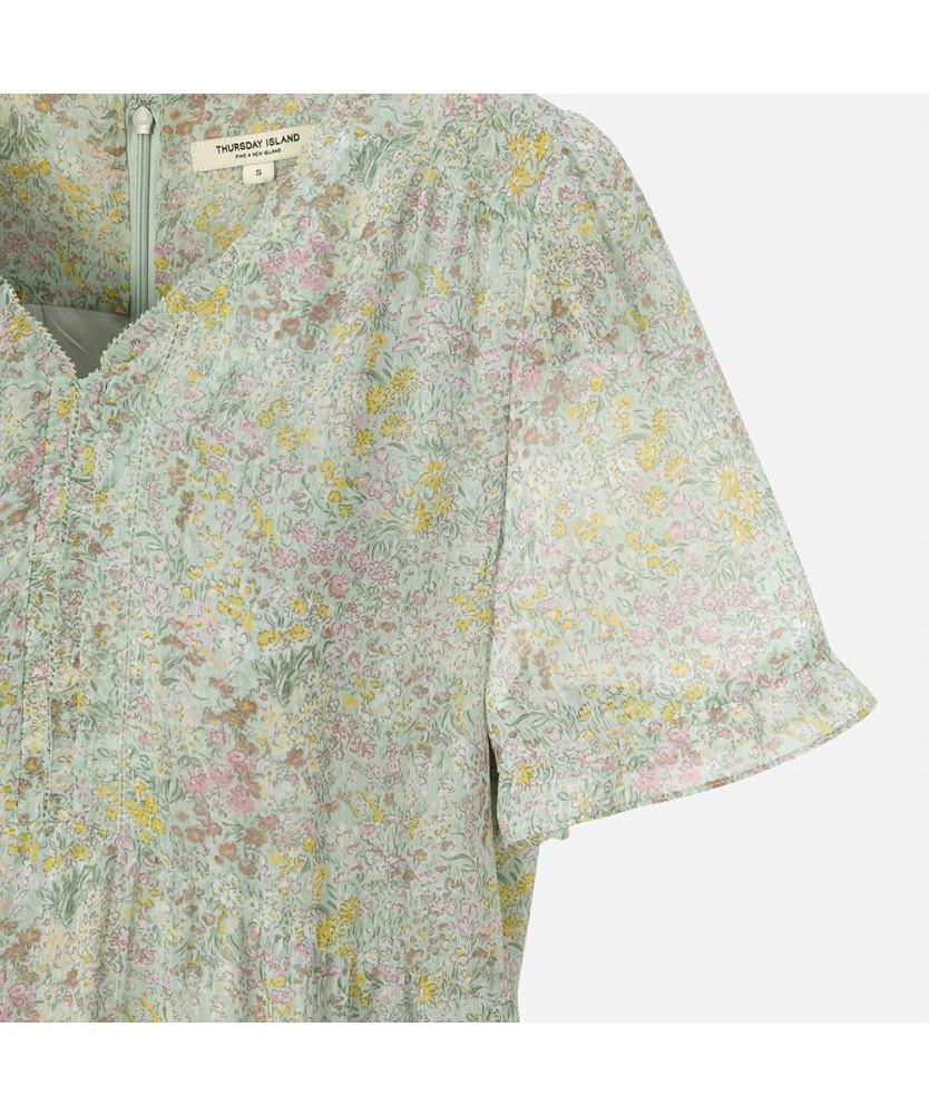 THURSDAY ISLAND Flower Border Mix Frill Dress_T264Mop246W