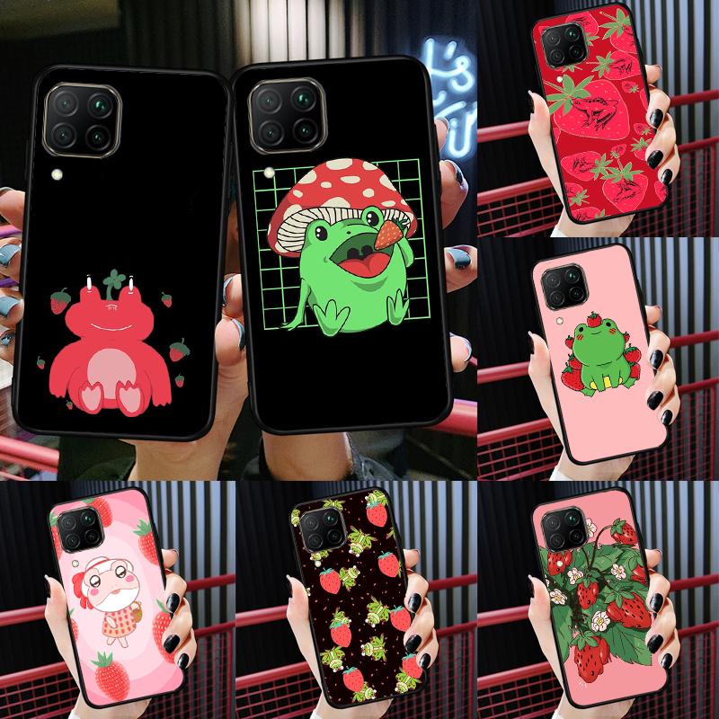 Cottagecore Fruit Strawberry Frog For Huawei Nova 12s 12i 11i 8i Y91 Y60 Y70 Y72 Y90 Y61 9 10 SE P20 P40 Lite P30 P60 Pro Case