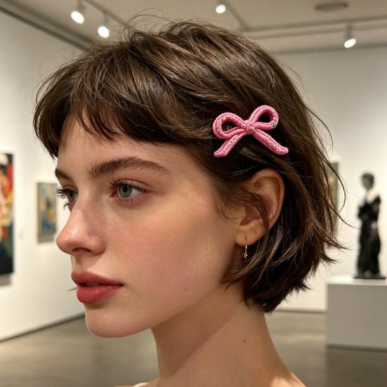 Girl Hairpin Rhinestone Inlays Three-Dimensional Bow Design Hair Pin Fixes Broken Bangs Hair Clip Hair Styling Tool