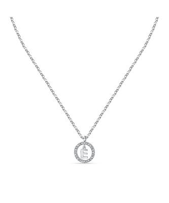 Letter E Steel Necklace With Clear Crystal LPS10ASF13 For Women