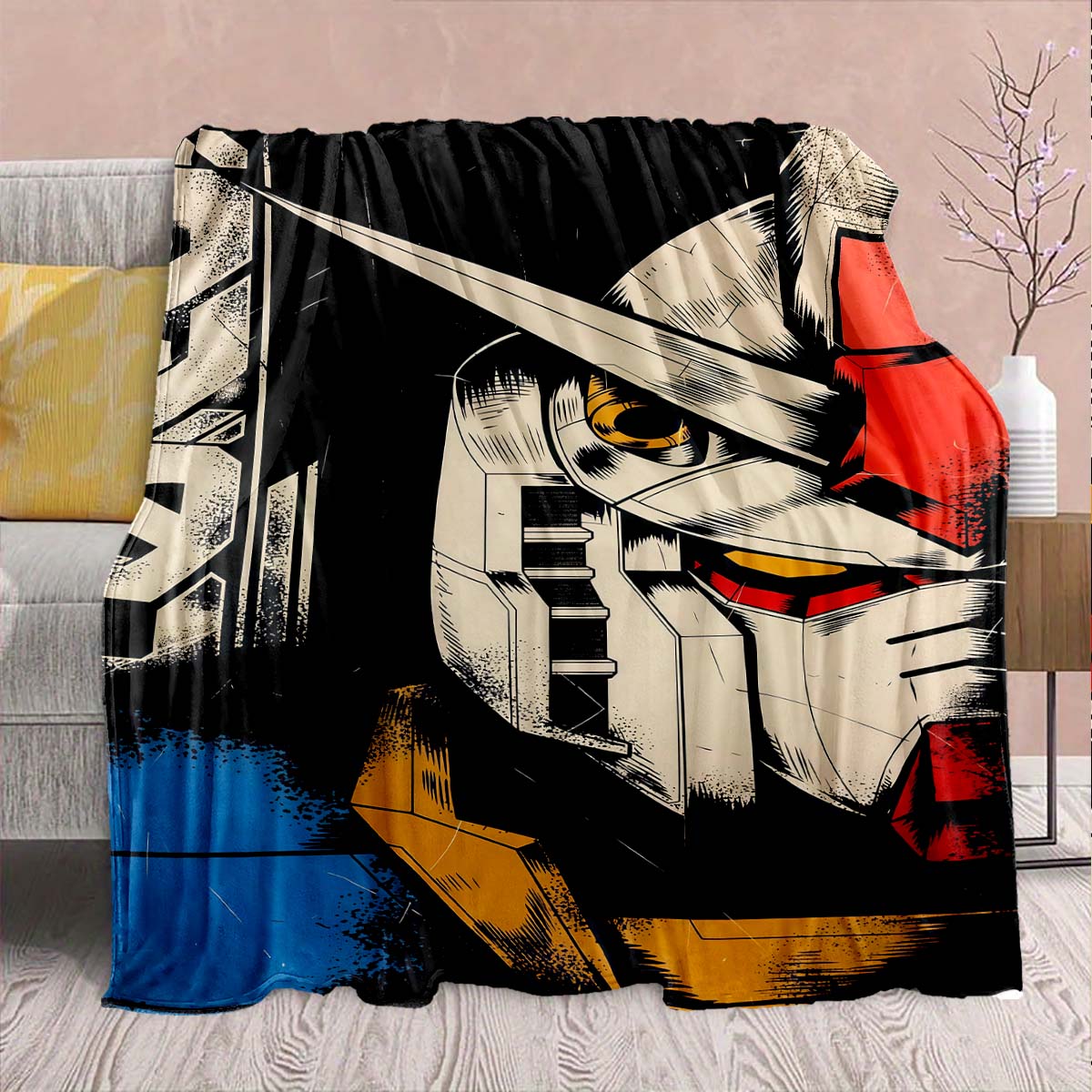 

Gundam Anime Flannel Blanket - Soft Warm Perfect for Sofa, Bedding Camping Travel Office Home Decor -QJY 75x90cm
