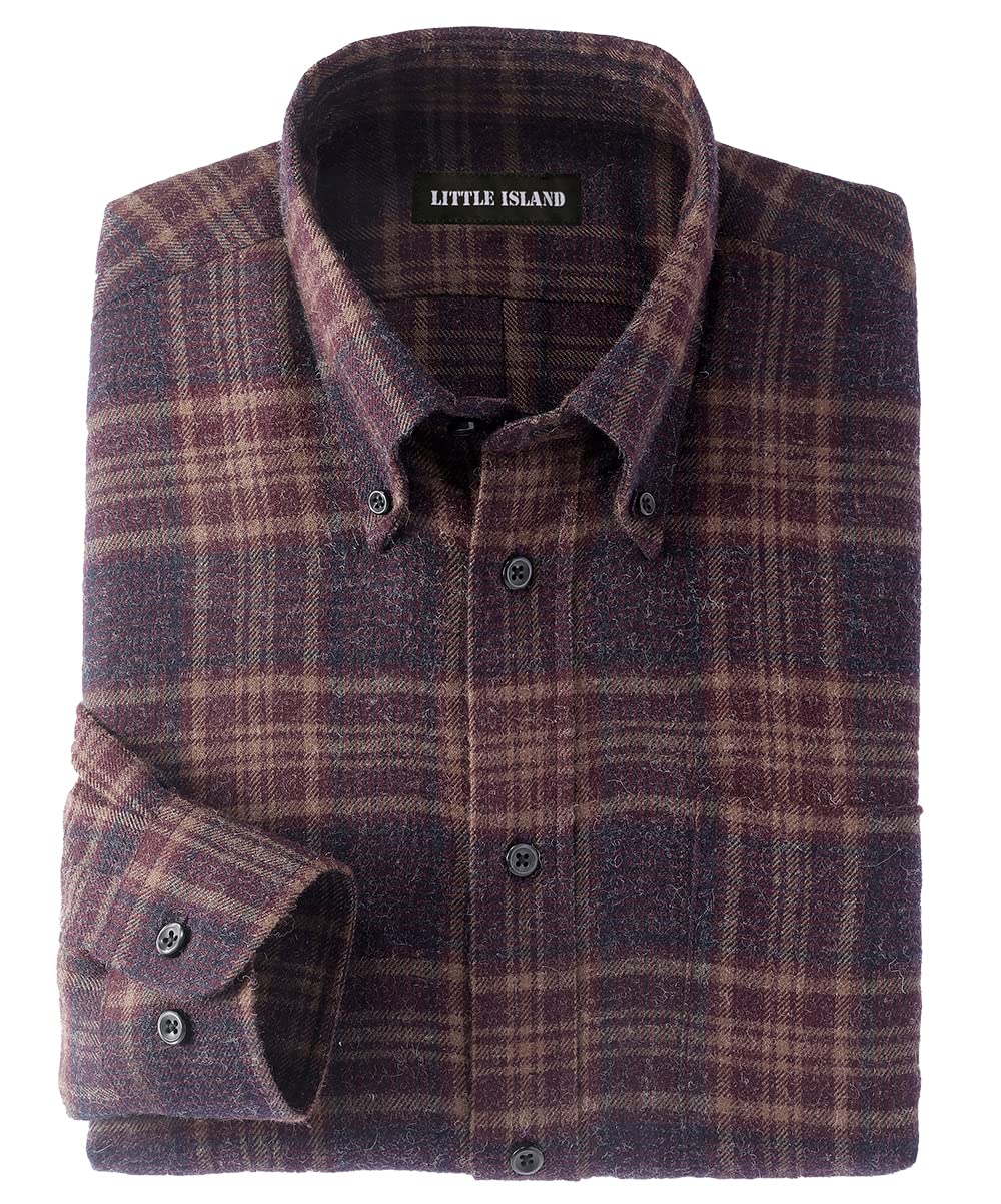 

Little Island Wool Blend Size Long Loose Red Men s Shirt, 3L, Wine, Plaid, Yarn-Dyed, Heat-Retaining, Warm, Fall/Winter, Sleeve, Button-Down, Fit,