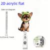 2D Flat Acrylic Dog With Frog Hat Flower Retractable Badge Reel,Nylon Cord Easy Open ID Clip,Gift For Nurses Doctors Students Medical Office Staff