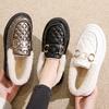 Winter Velvet Non-slip Beanie Shoes Women's Flat Bottom One Pedal Fashion Warm Soft Sole Pregnant Women Snow Boots Cotton Shoes