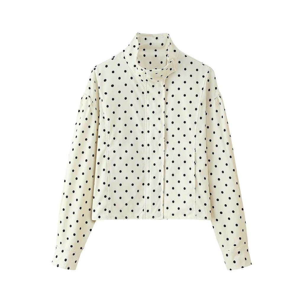 206 Spring New Product European and American Cross-border Women's Clothing Street Fashion Polka Dot Jacket Long Sleeve Short Jacket w017 295