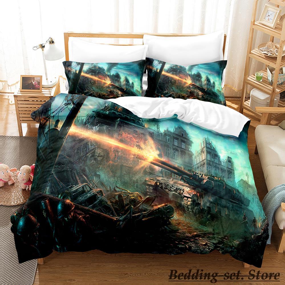 World Of Tanks Bedding Set Single Twin Full Queen King Size Bed Set Adult Kid Bedroom Duvetcover Sets Anime Parure De Lit Bed