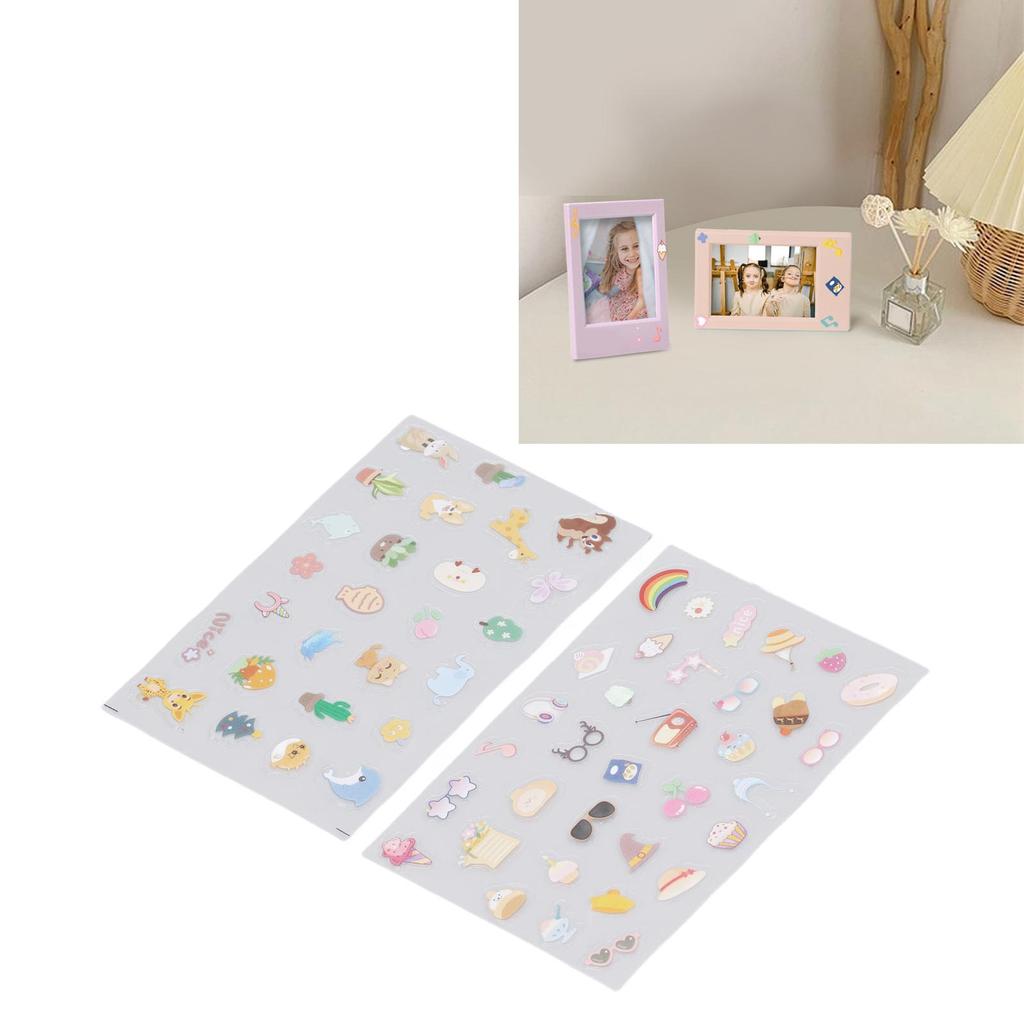 2PCS Decorative Stickers Cute Cartoon Self Adhesive Sticker Colorful PVC Sticker for   Album Planner Scrapbook