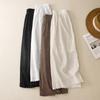 DIMANAF Summer Plus Size Women High Waist Basic Elastic Pants Loose Casual Trousers Cotton Wide Leg Pants