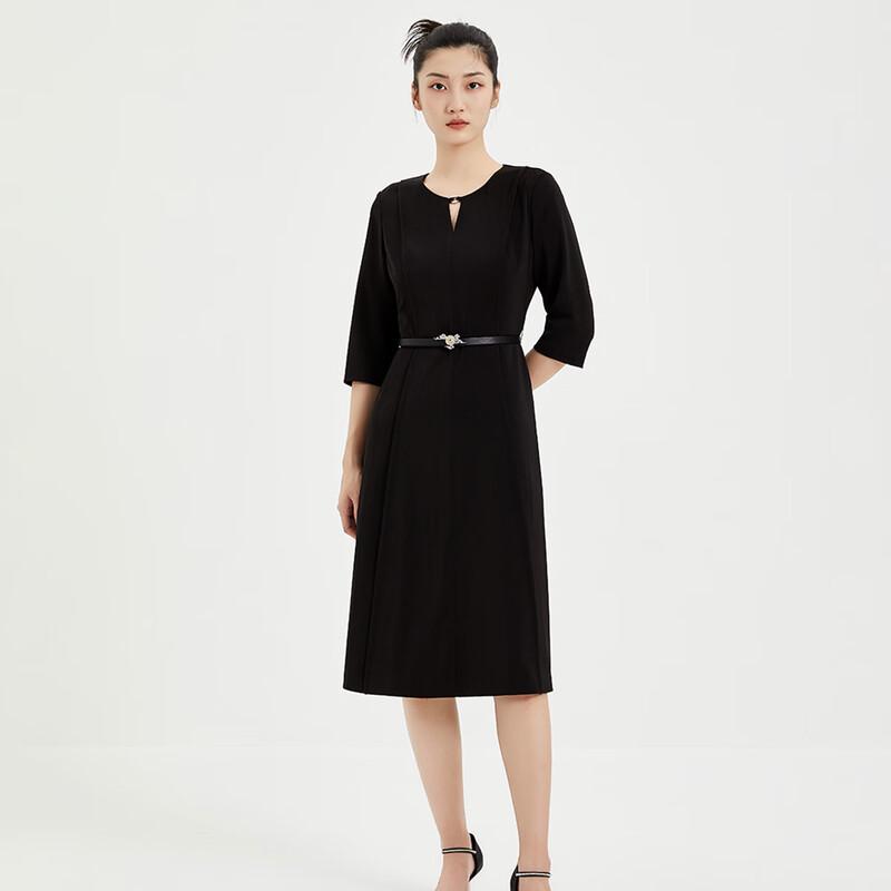 

Iveni Women s Round Neck 3/4 Sleeve Casual A-Line Dress XL