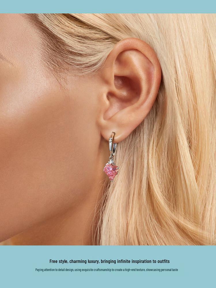 Avle Pinker Totenkopf & Herz Liebe Ohrringe, S925 Sterlingsilber, Damenschmuck