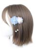 [Handmade by NANA] Hair Clip with Dangling Pearl Beads - Perfect for Yukata, Kimono, Fireworks Festivals, Simple Design, Small Flowers, Short Hair,