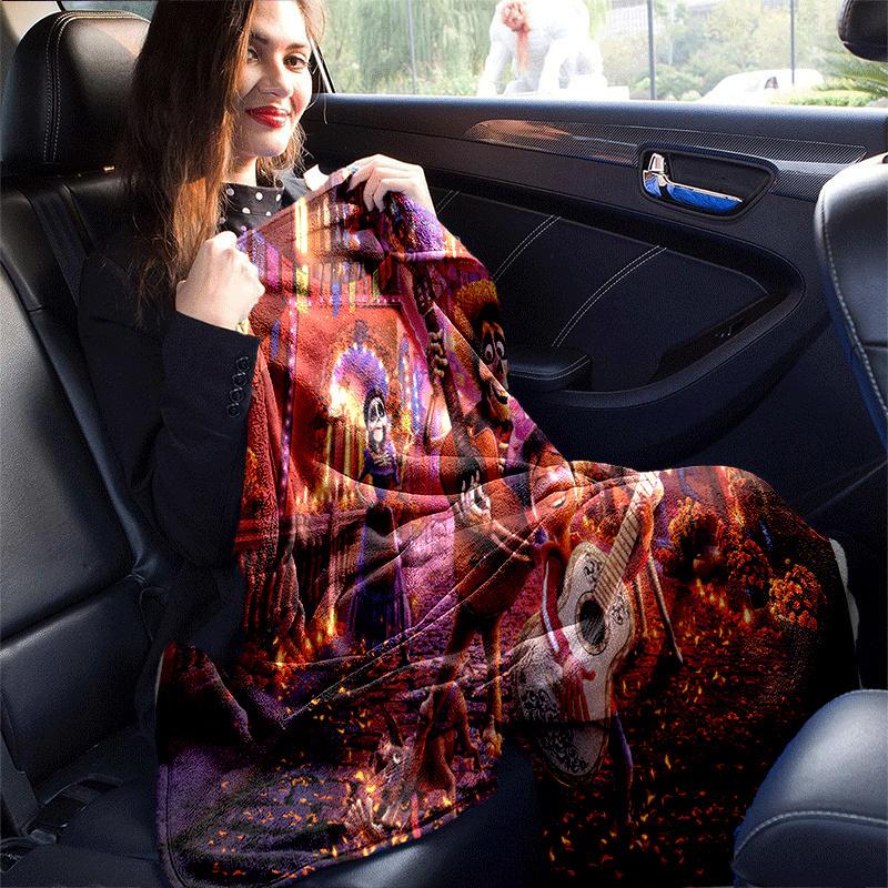 1pc Coco Printing Blanket - Soft, All-Season Throw for Living Room, Bedroom,Personalized Gift with Adorable Cartoon Design