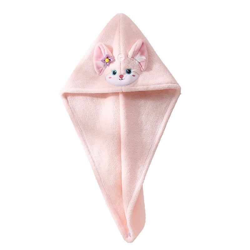 Fox Dry Hair Cap, Face Wash Headband, Makeup Remover, Coral Fleece Absorbent Dry Hair Towel
