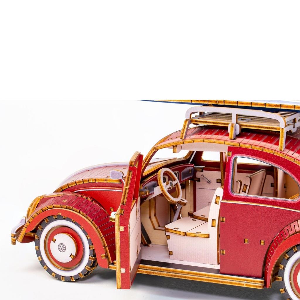 VW Beetle Type 1 3D Puzzle Wooden Model Kit for Adults 3D Puzzle with Illustrated Assembly Instructions Great for Perfect as a Summer Vacation Craft