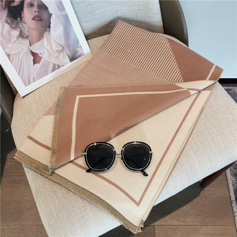 Korean-Style Houndstooth Faux Cashmere Scarf Shawl for Women - Thickened Double-Sided Winter Neck Warmer