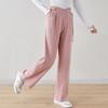 2025 Autumn New Solid Color High Waist Casual Pants Women's Loose and Thin Literary Versatile Straight Trousers