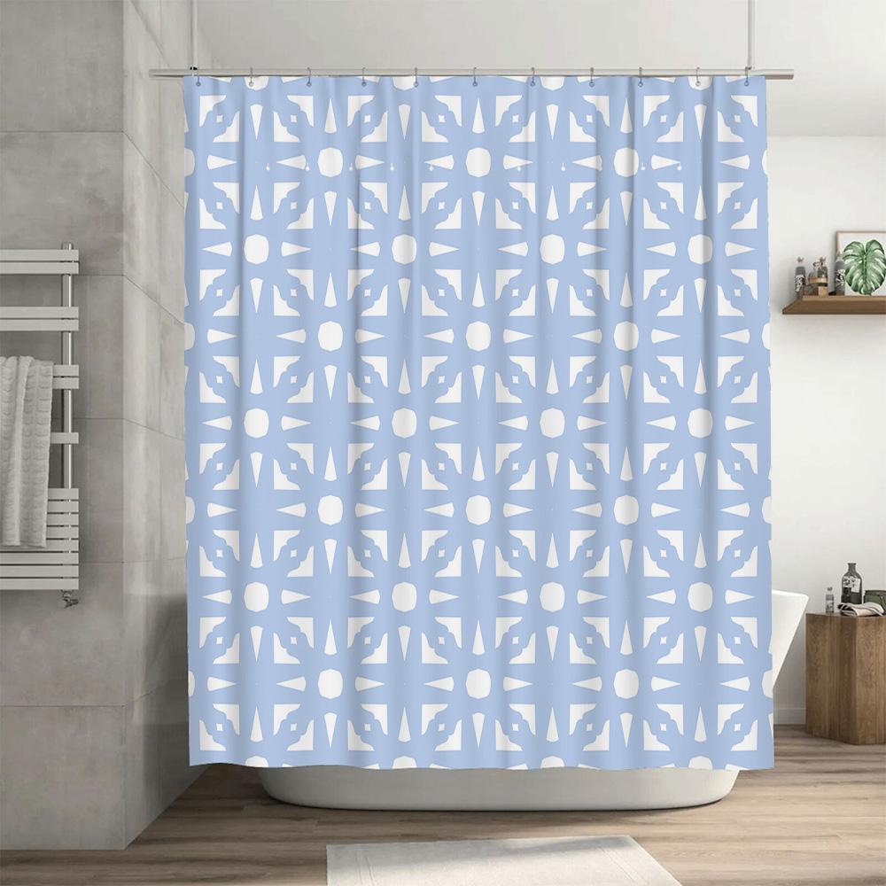 Blue White Shower Curtain with Snowflake Pattern, Perfect for Bathroom Decor Extra Long Size for Bathtub or Stand-Up Shower Encl
