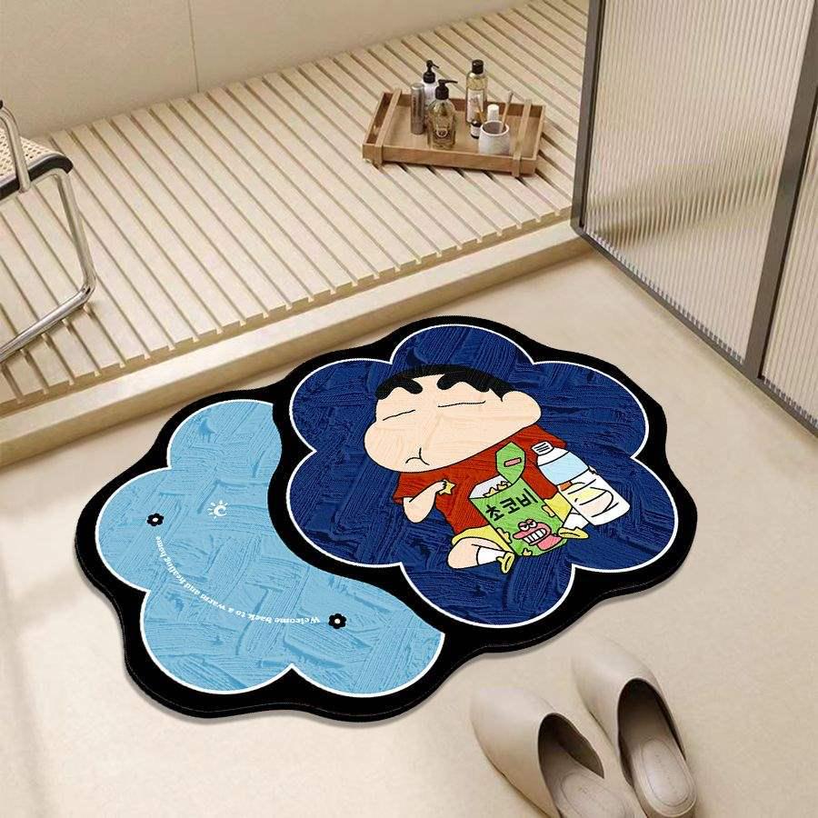 Crayon Shin-chan Quick-Dry Bathroom Diatomite Floor Mat - Non-Slip Absorbent Foot Pad