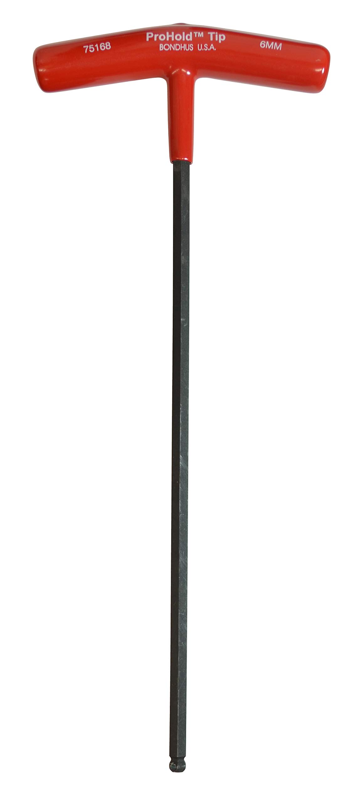 

BONDHUS Hex Wrench with Screw 6mm Shaft Handle Black Oxide 75168 ProHold® (T-Handle Grip), [Overall Length 265mm, Length 250mm, Length 105mm],