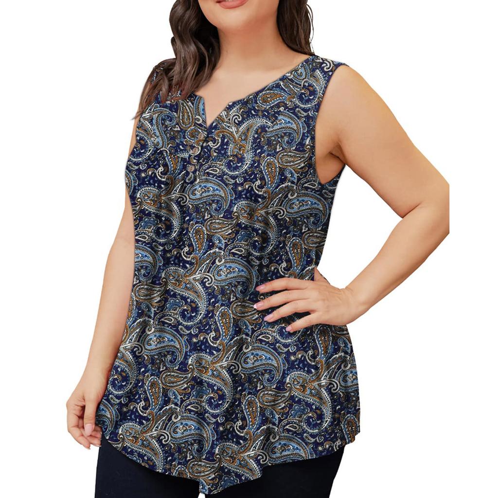 Women's Sleeveless Shirts Ruffle Tops Loose Tops Casual Oversized Tops Pleated Tops Button Down Casual Summer Floral Tops