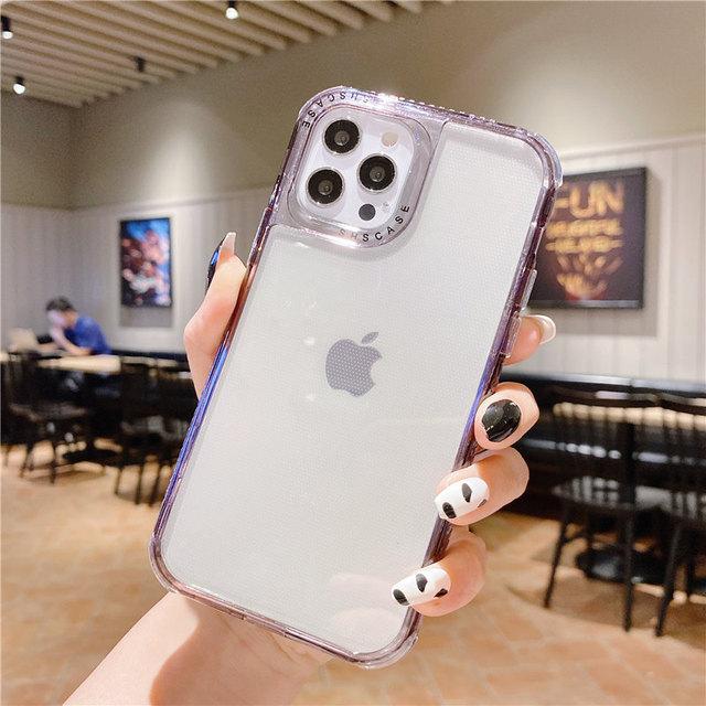 Shockproof Frame Transparent Phone Case For Iphone 14 13 11 12 Pro Max Xs X Xr Max 14plus Candy Color Clear Soft Tpu Back Cover