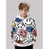 Boys' fashionable 3D printed casual pullover, spring and autumn long sleeved sportswear, boys' outdoor shirt top