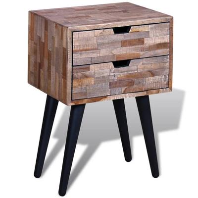 Vidaxl Bedside Table Made of Reclaimed Teak Wood with 2 Drawers