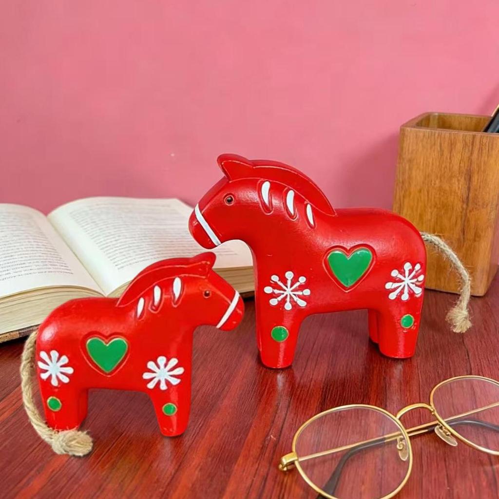 2026 Pony Ornament 2 Pieces Resin Painted Pony Decorative Table Figurine Little Horse Ornament For Home Living Room Bedroom