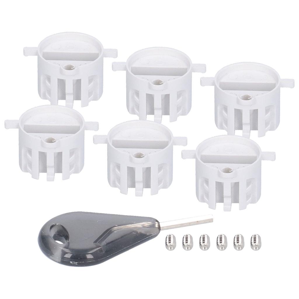 25mm Surfboard Tail Rudder Slot Foot Rope Round Cup Fin Plugs with Screws Key Wrench blanc