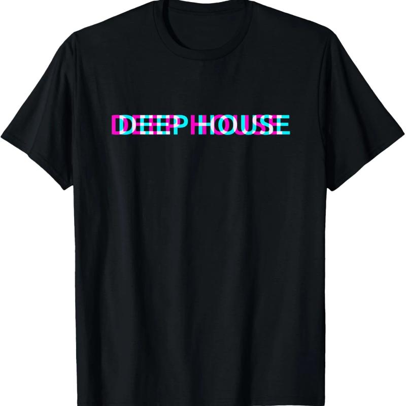Deep House Music Art - Minimalist Design for DJ, Raver EDM T-Shirt Custom Printed Graphic T Shirts Vintage T Shirt Camisas