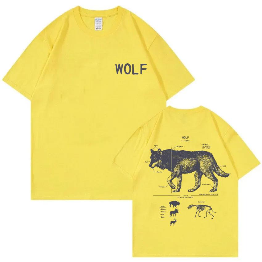 Funny Wolf Anatomy Graphic T-shirt Unisex Women Casual Oversized Short Sleeve T Shirts Unisex's Vintage Cotton T-shirts Unisex Streetwear
