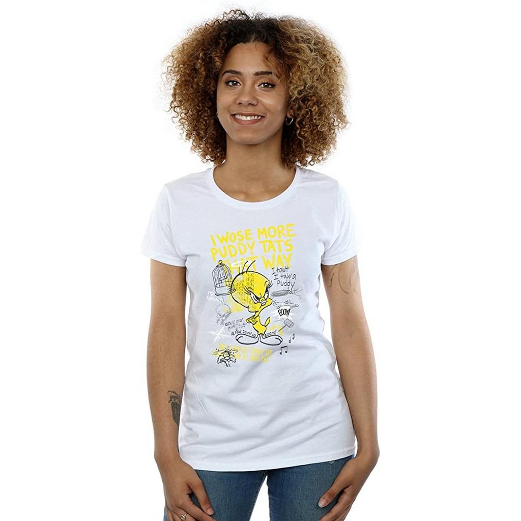 Looney Tunes Damen/Damen More Puddy Tats Tweety Baumwoll-T-Shirt
