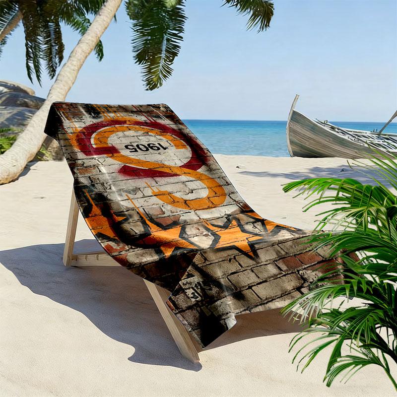 Galatasaray SK Logo Print Beach Towel, Large Soft Quick Dry Towel for Beach Camping Swimming