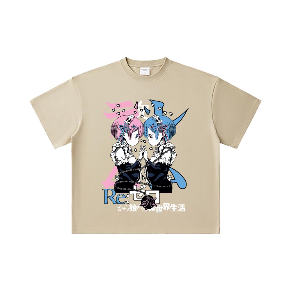 260 GSM Double Yarn 32 Count 100% Cotton ReZero V1 Print Unisex Heavy Cotton T Shirt
