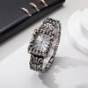 Men Y2K Black Quartz Watch Irregular Dial Retro Fashion Wristwatch