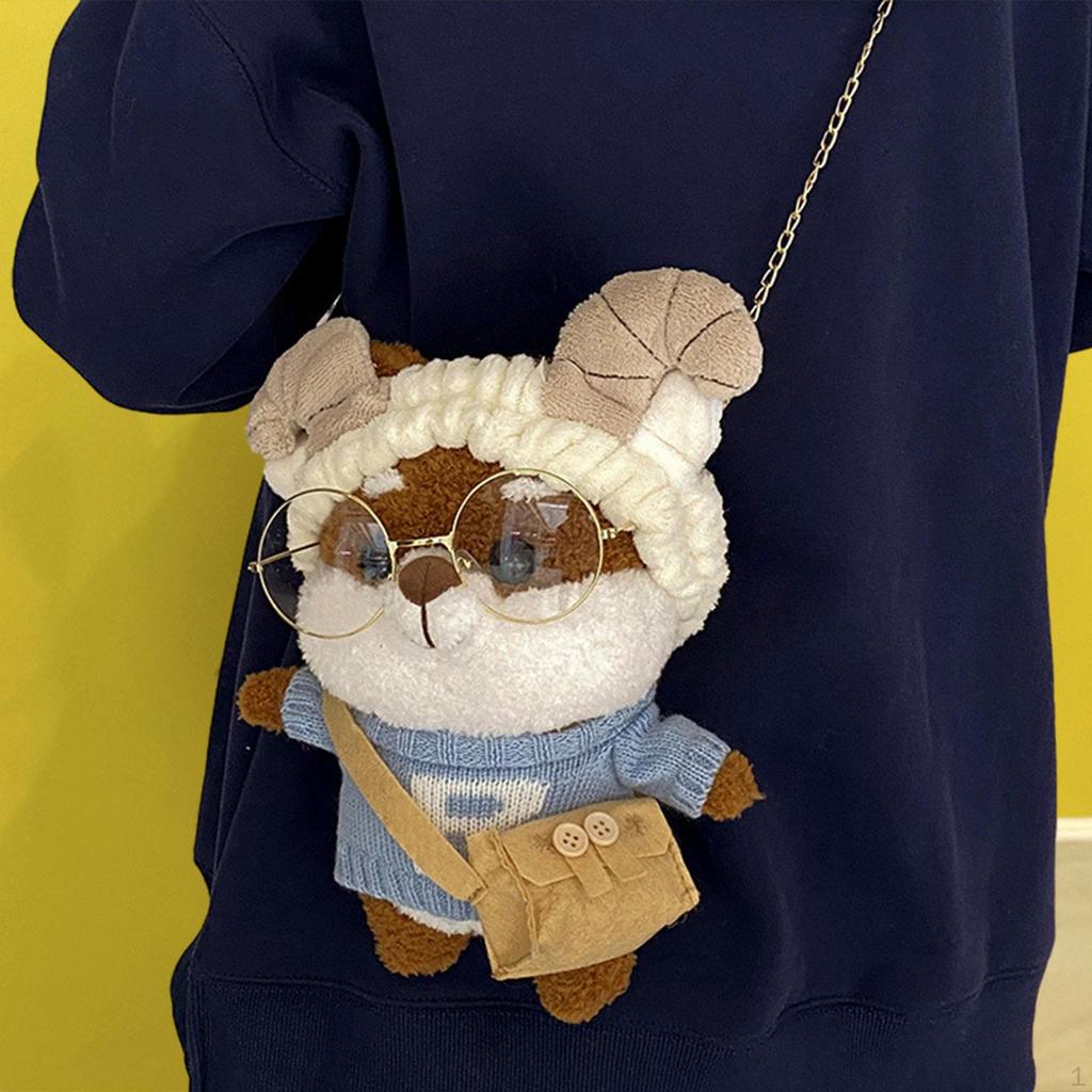 Plush Shoulder Bag Crossbody Creative Cute with Zipper Closure Stylish Doll Stuffed Animals