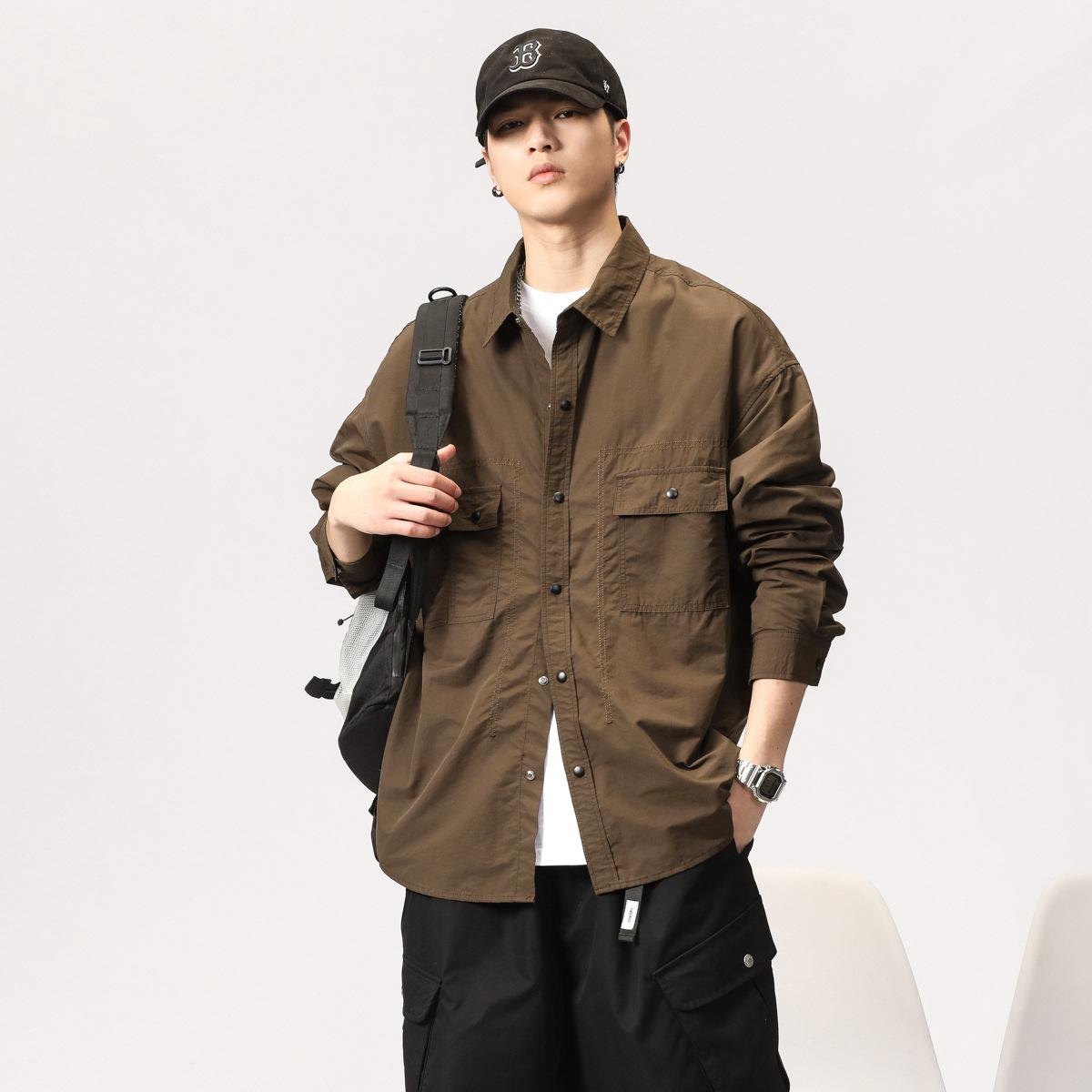 

Высококачественная американская ретро-рубашка из чистого хлопка для инструментов, мужская свободная повседневная рубашка для охоты, мужская куртка, куртка 3XL кофейный