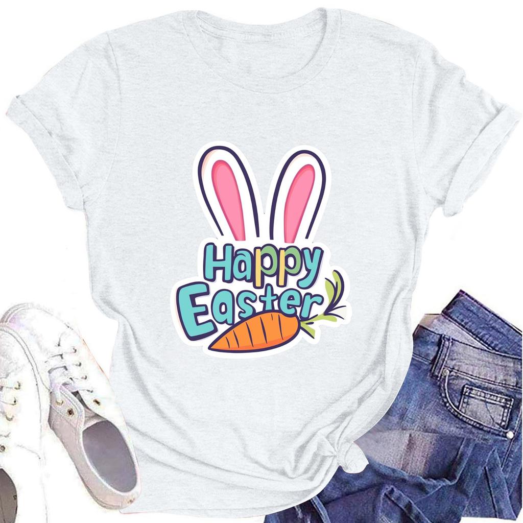Women's Printed Round Neck Short-sleeved T-shirt Top