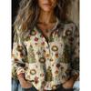Christmas Style Women's Long-Sleeve Collared Breathable Shirt Relaxed Fit Plus Size Women's Christmas Party Top