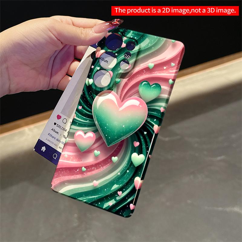 2DFlat Samsung phone case Swirl Hearts Glitter Phone Case Applicable to Galaxy S22 S23 S24 S25ULTRA S26 A12 A13 A14 A15 A16