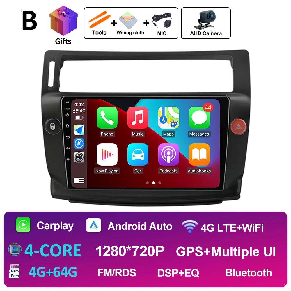 Player Multimedia Video Auto Pentru Citroen C4 C-Triomphe Quatre 2004 2005 2006 2007 - 2014 Ventilator de Răcire Android Auto Carplay Nu 2din