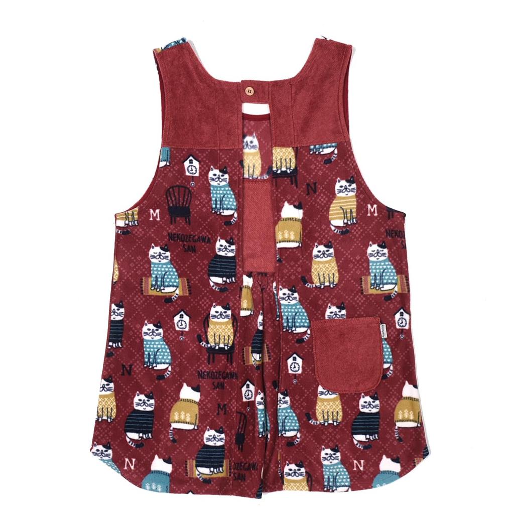 Fleece Fleece Dress Open [Kusuguru Japan] Apron, Apron, Red, M-L