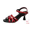 Fashion Size 34-45 PU Leather Women's Stiletto Sandals Summer Round Toe Cross Strap Anti-Slip Fish Mouth High Heels Sandalias De Mujer