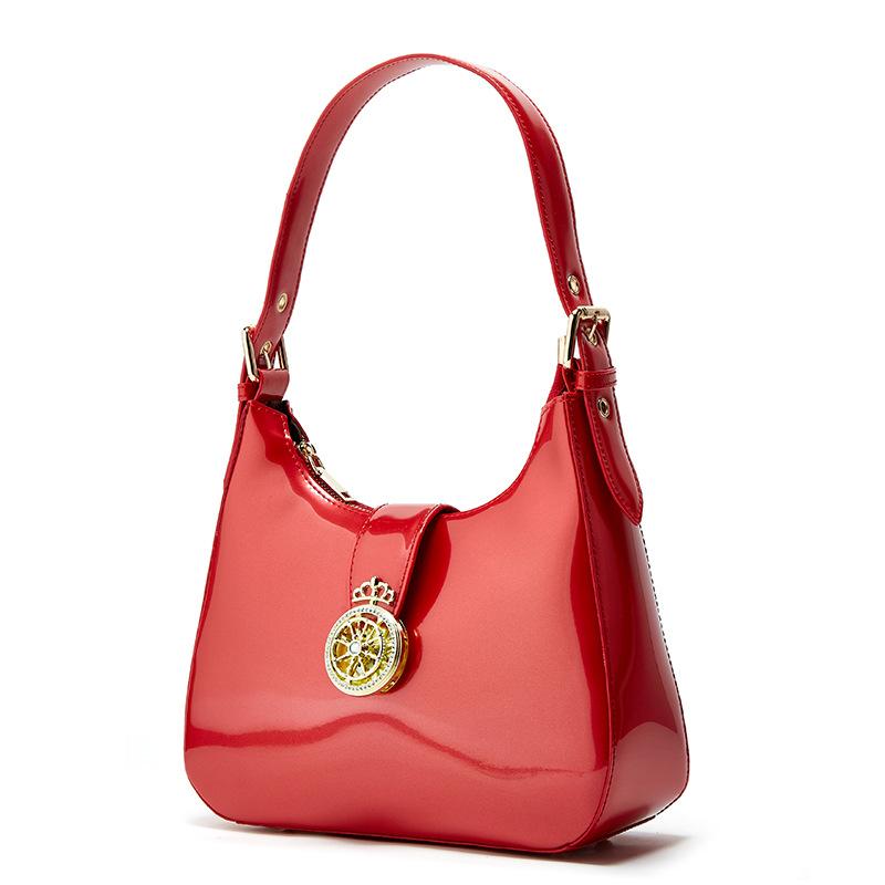 Stylish Patent Leather Women's Handbag Shiny Leather Underarm Handbag Single Shoulder Women's Wrist Bag