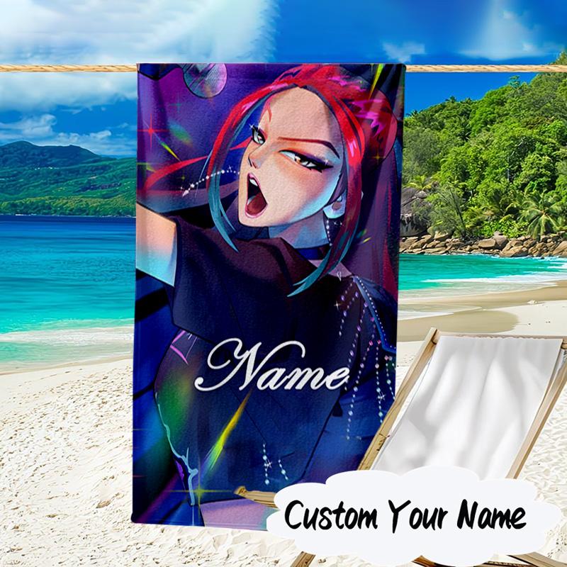 Custom Name Neon Dreamscape K-Pop Microfiber Beach Towel Super Soft & Absorbent for Bath, Beach, Travel Bath Time Accessory, Fan gifts