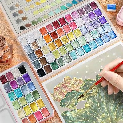 Metallic Watercolor Paint Set-Portable Lightweight High Solid Pigment Starry Shades Ideal for Artists Perfect Holiday Gift