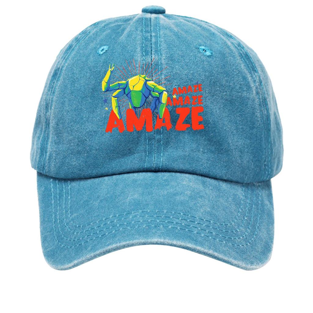 Washed Cotton Baseball Cap With Printed Distressed Soft Top Denim Hat For Men, European And American Retro Hat